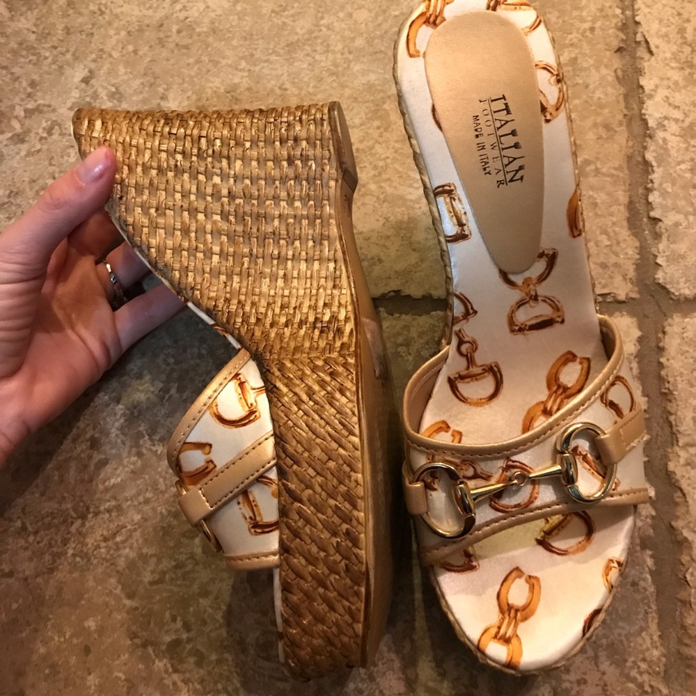 Gold chain wedges (look like Gucci)